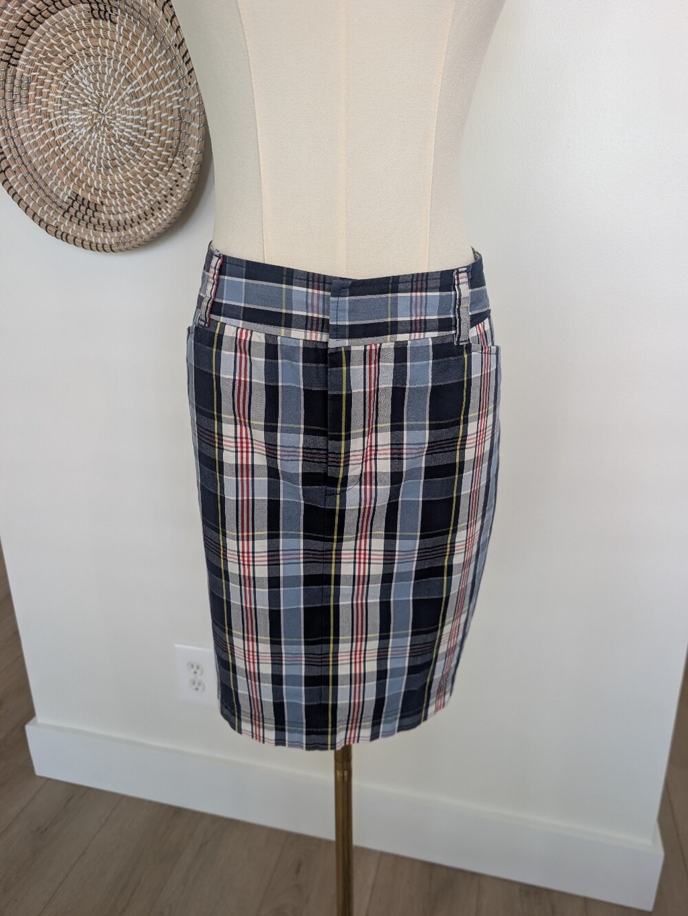 Women's Chaps Plaid Pencil Skirt 100% Cotton Size 8